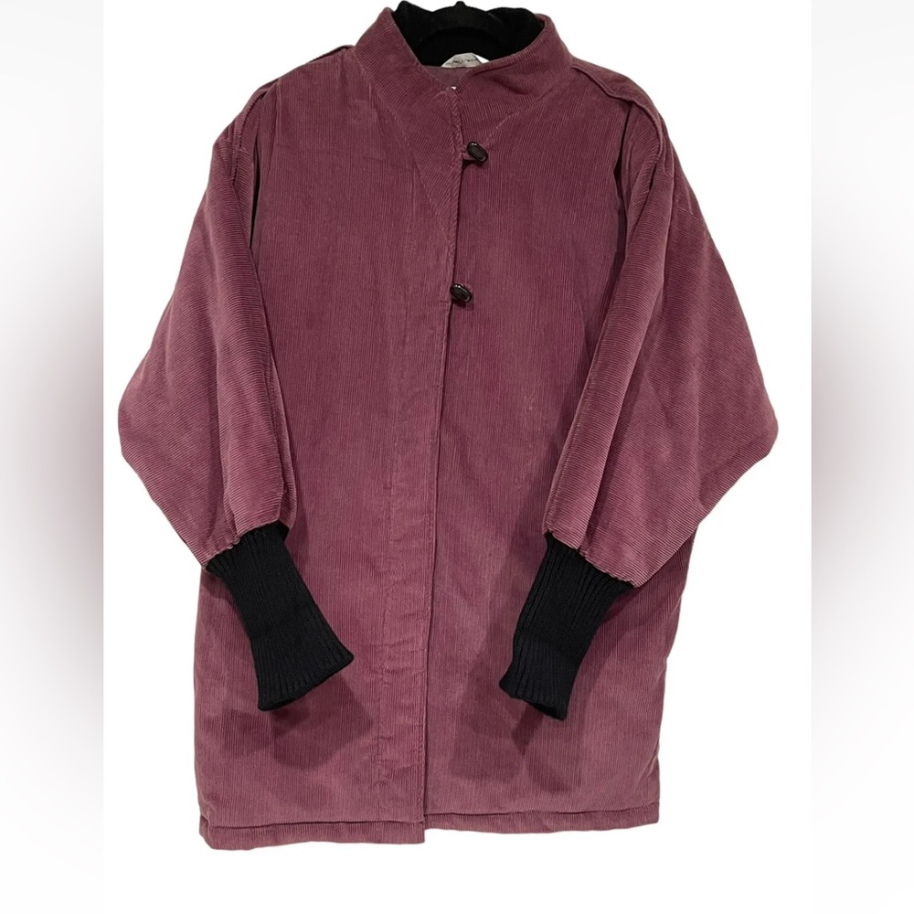 Purple Corduroy Fall Winter Zip Jacket Ballon Sleeves Vintage 90’s  XL/XXL